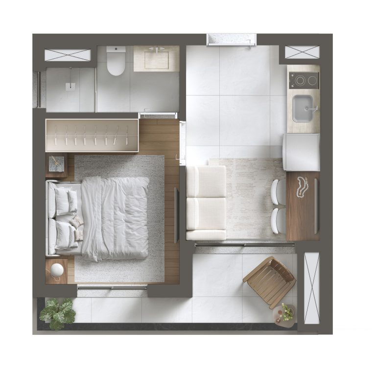 1 Dormitório · 27,61 m²