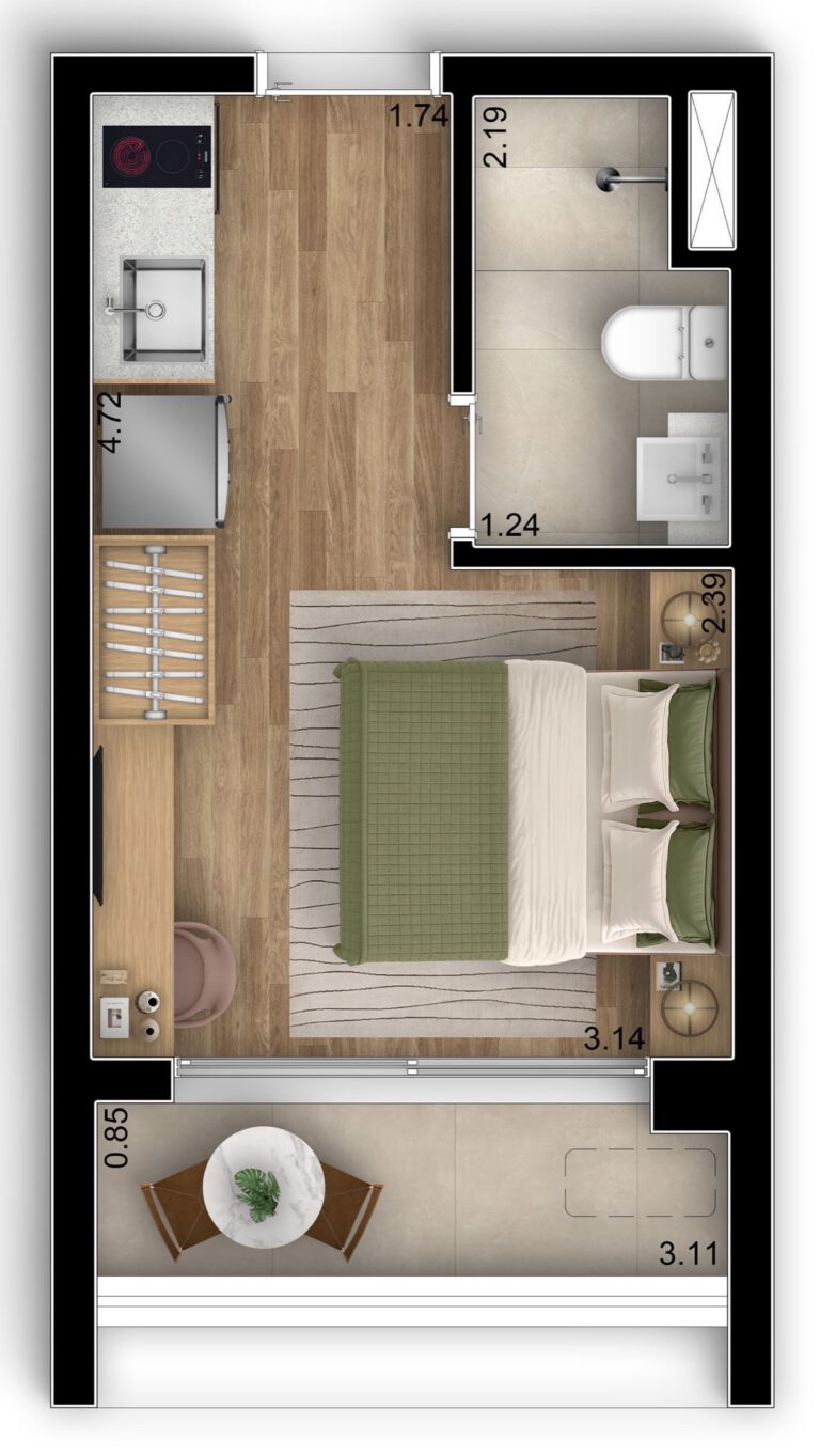 Studio — 20,85 m²