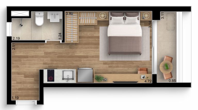 Studio — 27,98 m²
